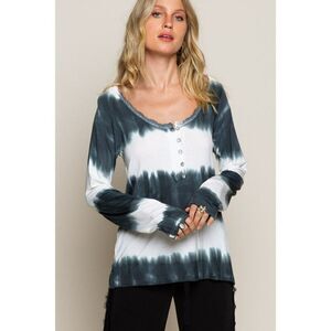 SALE! POL Soft Knit White Indigo Stripe Tunic Shirt Tie Dye Summer Springs